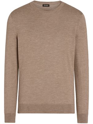 Zegna mélange-effect fine-knit jumper - Brown