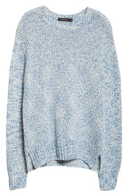 ZEGNA Melange Silk & Linen Crewneck Sweater in Light Blue