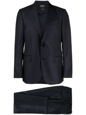 Zegna micro plaid-check single-breasted suit - Blue