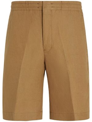 Zegna mid-rise linen shorts - Brown