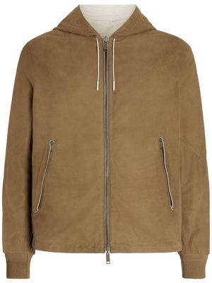 Zegna nappa-leather hooded jacket - Brown
