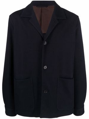 Zegna notched-collar button-up jacket - Blue
