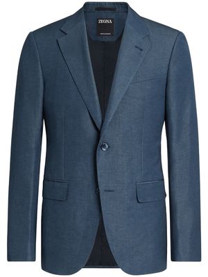 Zegna notched-lapels chest-pocket blazer - Blue