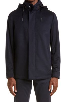 ZEGNA Oasi Cashmere Lite Hooded Jacket in Navy