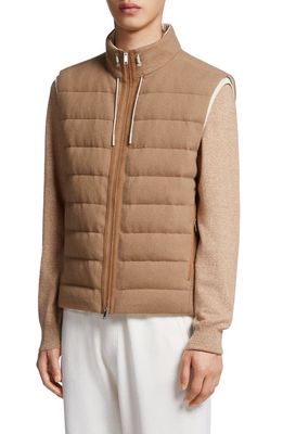 ZEGNA Oasi Elements Channel Quilted Cashmere Down Jacket in Oatmeal