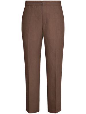Zegna Oasi straight-leg linen trousers - Brown