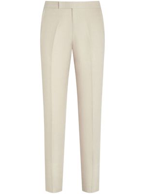 Zegna Oasi tapered-leg linen trousers - Neutrals