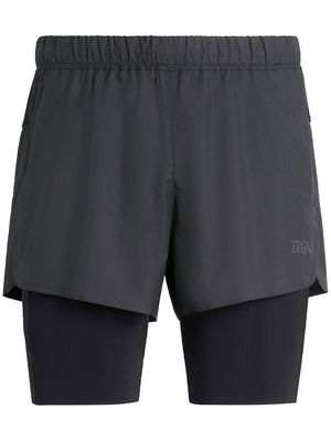 Zegna overlaid running shorts - Black