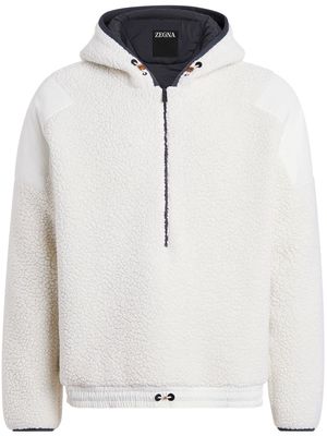 Zegna panelled padded hoodie - White