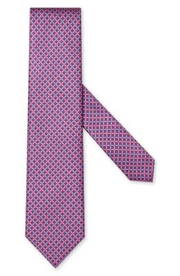ZEGNA Pink Geometric Print Silk Tie