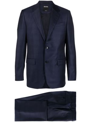 Zegna plaid-pattern single-breasted wool suit - Blue
