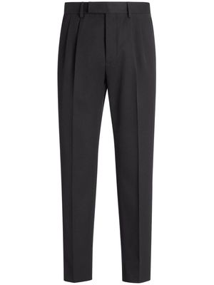 Zegna pleated cotton-wool trousers - Black