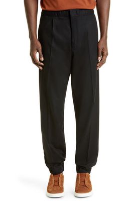ZEGNA Pleated Wool Jersey Joggers in Black