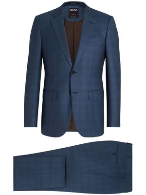 Zegna Prince-Of-Wales single-breasted button suit set - Blue