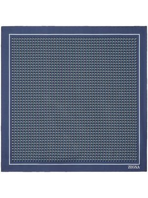 Zegna printed silk pocket square - Blue