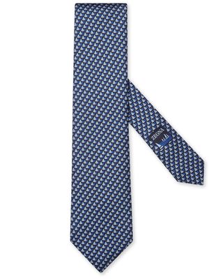Zegna printed silk tie - BL1 DARK BLUE