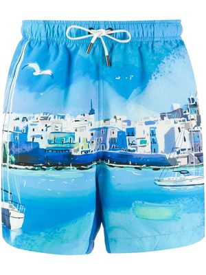 Zegna printed swim shorts - Blue