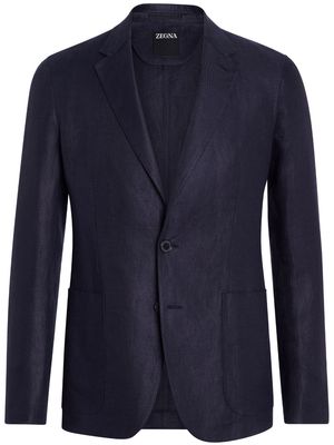 Zegna Pure Linen single-breasted jacket - DARK BLUE