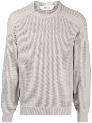Zegna raglan-sleeve ribbed-knit jumper - Grey