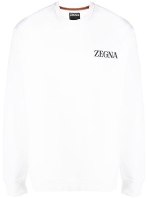 Zegna raised-logo crew-neck sweatshirt - White