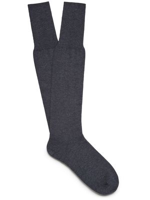 Zegna ribbed-hem mid-calf socks - Blue