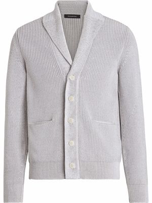 Zegna ribbed-knit long-sleeve cardigan - Grey