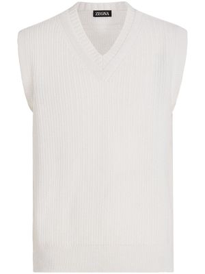 Zegna ribbed knit V-neck vest - White