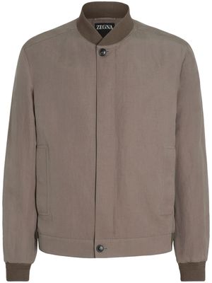 Zegna ribbed-trim bomber jacket - Neutrals