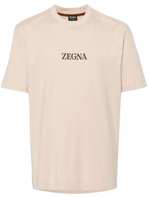 Zegna rubberised-logo T-shirt - Neutrals