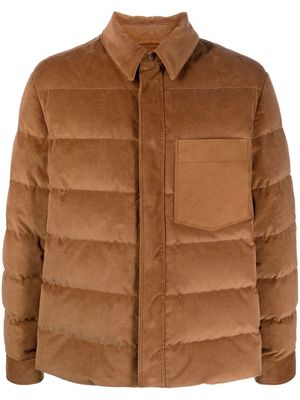 Zegna shirt style puffer jacket - Brown