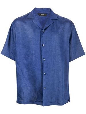 Zegna short-sleeve linen shirt - Blue