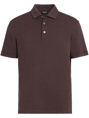 Zegna short-sleeve wool polo shirt - Brown