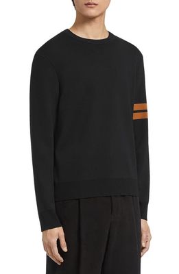ZEGNA Signifier High Performance™ Stripe Wool Sweater in Black