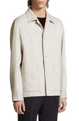 ZEGNA Silk & Linen Blend Chore Jacket in Natural