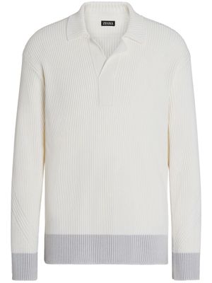 Zegna silk-cotton blend polo shirt - White