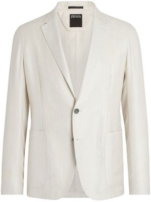 Zegna single-breasted button blazer - White