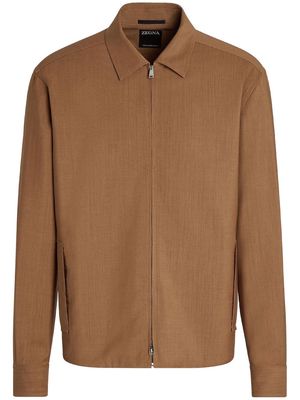Zegna single-breasted button overshirt - Brown