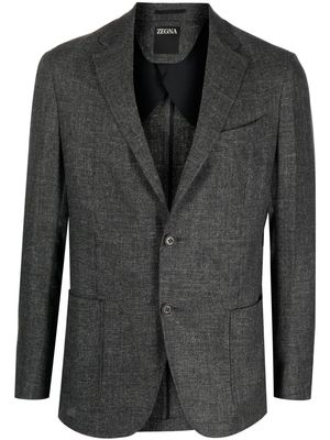 Zegna single-breasted chambray blazer - Grey
