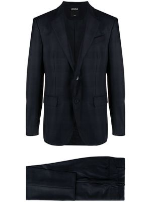 Zegna single-breasted checked wool suit - Blue