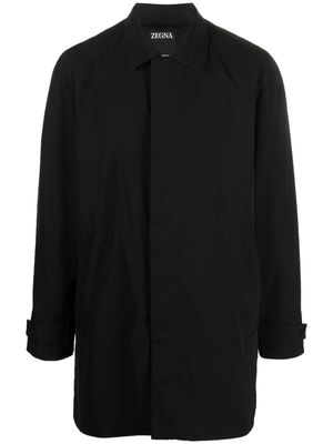 Zegna single-breasted collared coat - Black