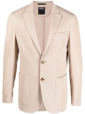 Zegna single-breasted cotton blazer - Neutrals