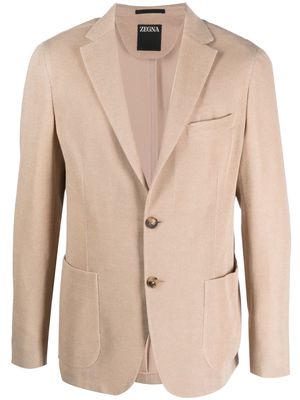 Zegna single-breasted cotton jacket - Neutrals