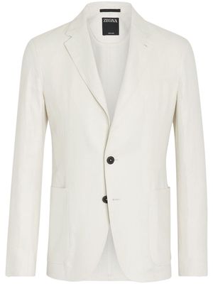 Zegna single-breasted linen blazer - White