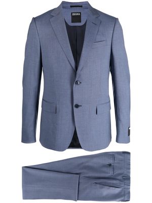 Zegna single-breasted mélange suit - Blue