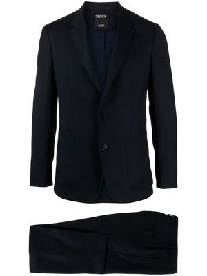 Zegna single-breasted tech-merino suit - Blue