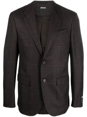 Zegna single-breasted wool-blend blazer - Brown