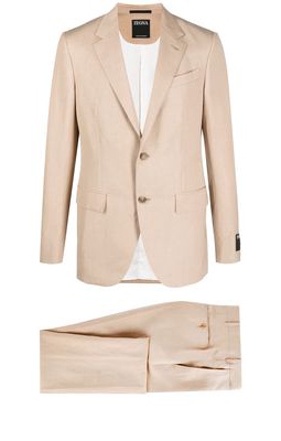 Zegna single-breasted wool-linen blend suit - Neutrals