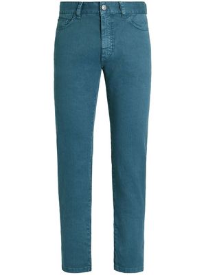 Zegna slim cut logo patch jeans - Blue