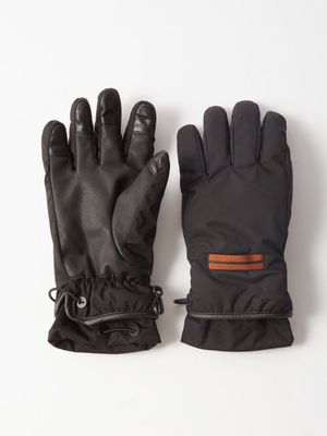 Zegna - Snowshoe Recycled-fibre And Leather Ski Gloves - Mens - Black Orange