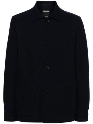Zegna spread-collar piqué shirt jacket - Blue